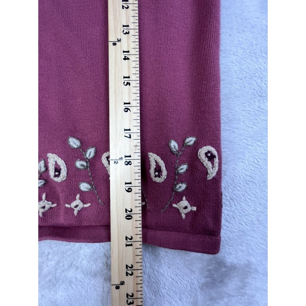 VTG Eddie Bauer‎ Womens S Cardigan Snap Front Embroidered Mauve Rose - Picture 10 of 10